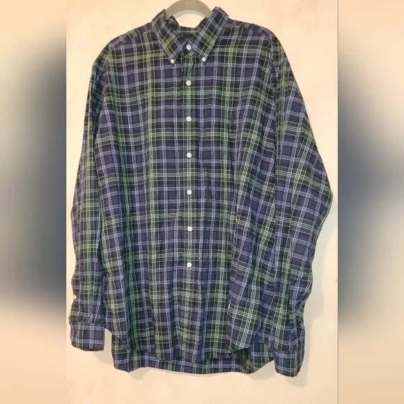 Polo Ralph Lauren Dress Shirt‎ Mens XXL Blue Green Classic Fit Button Up VTG - Picture 2 of 4